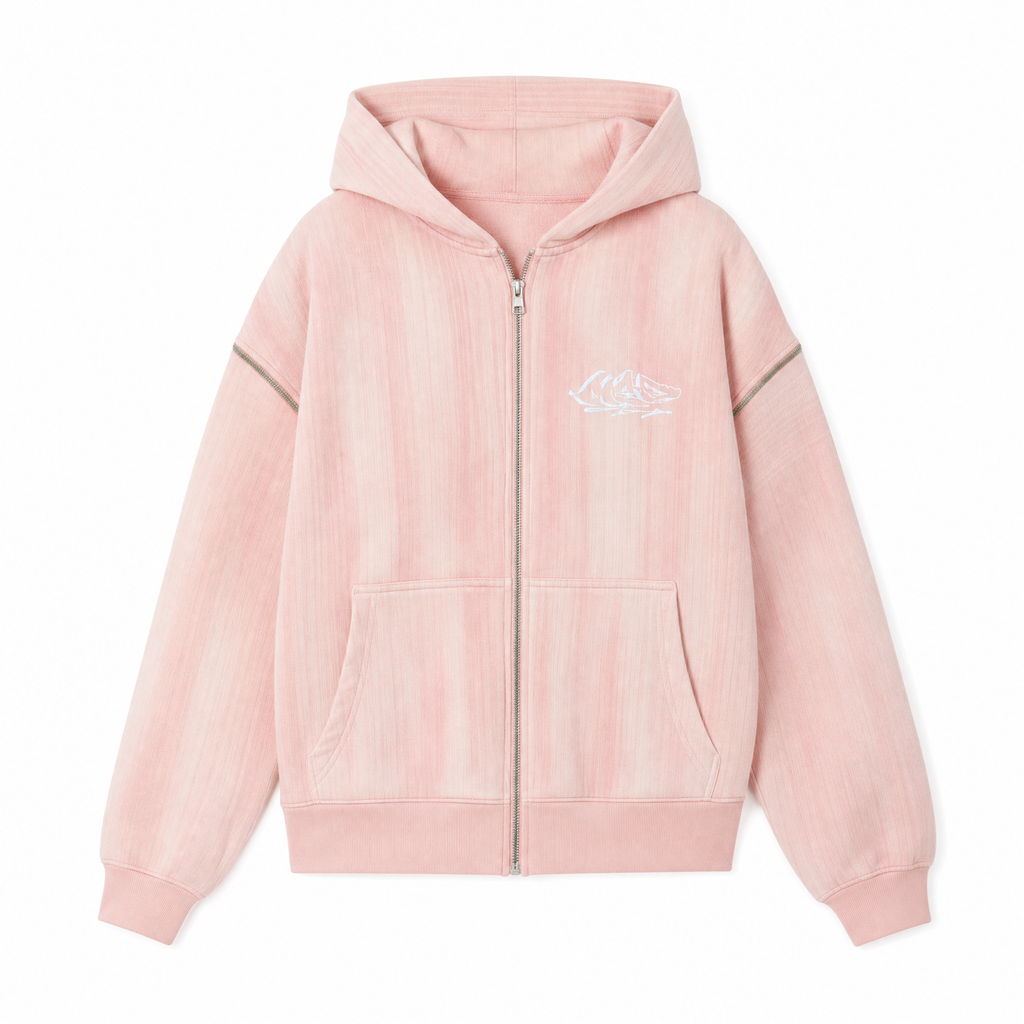 Mcd Pink Washed Zip-Up Hoodie