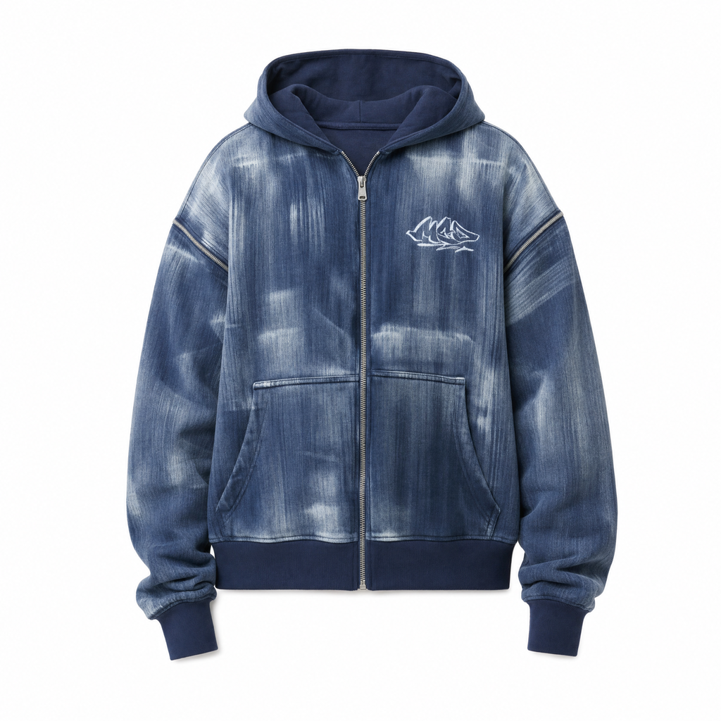 Mcd Midnight Blue Washed Zip-Up Hoodie